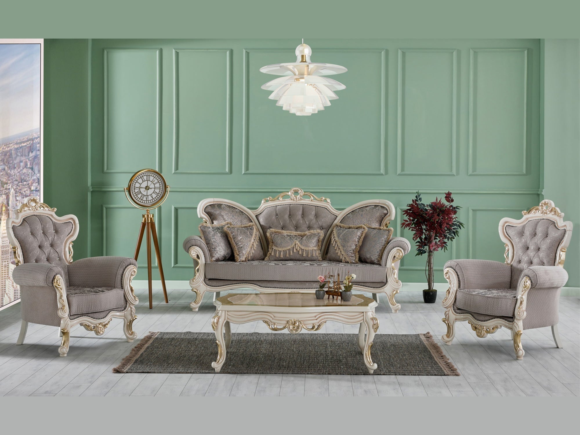 Kelebek Traditional Living Room Set (Vizon)