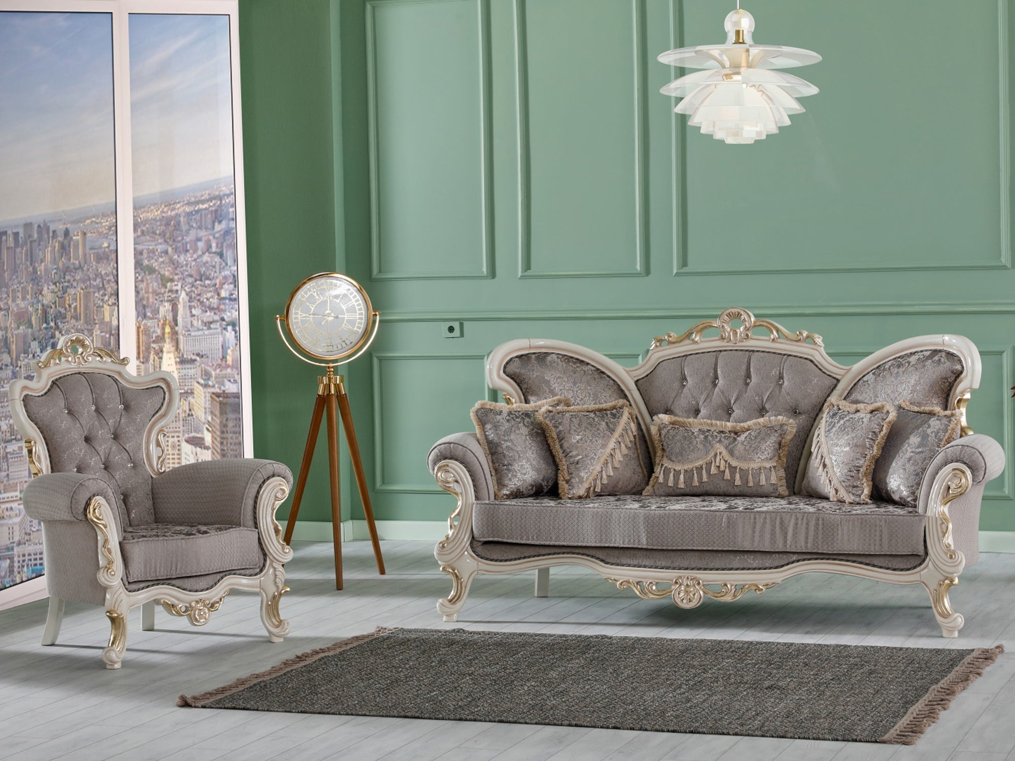 Kelebek Traditional Living Room Set (Vizon)