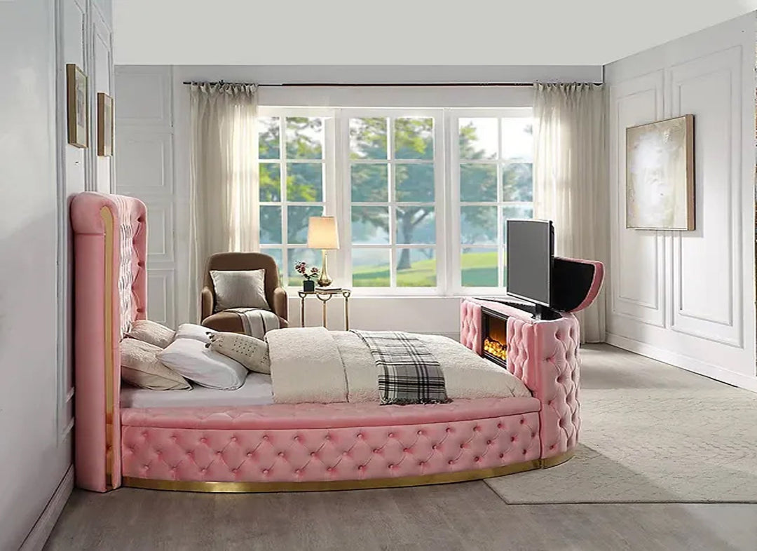 Lauren Queen Cream Platform TV Bed