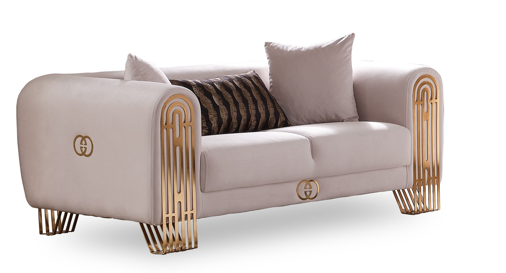 Monaco Stationary Living Room Set (Cream)