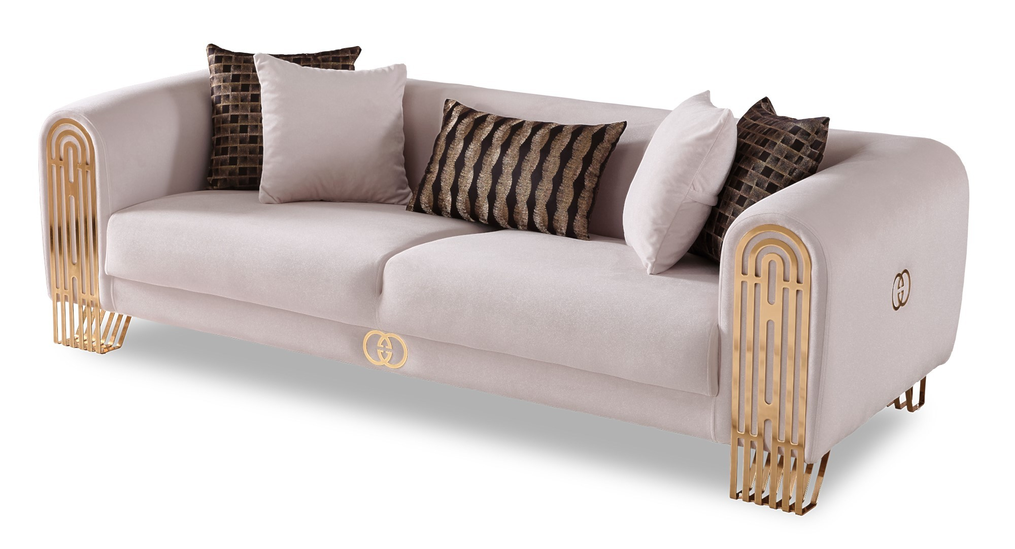 Monaco Stationary Living Room Set (Cream)
