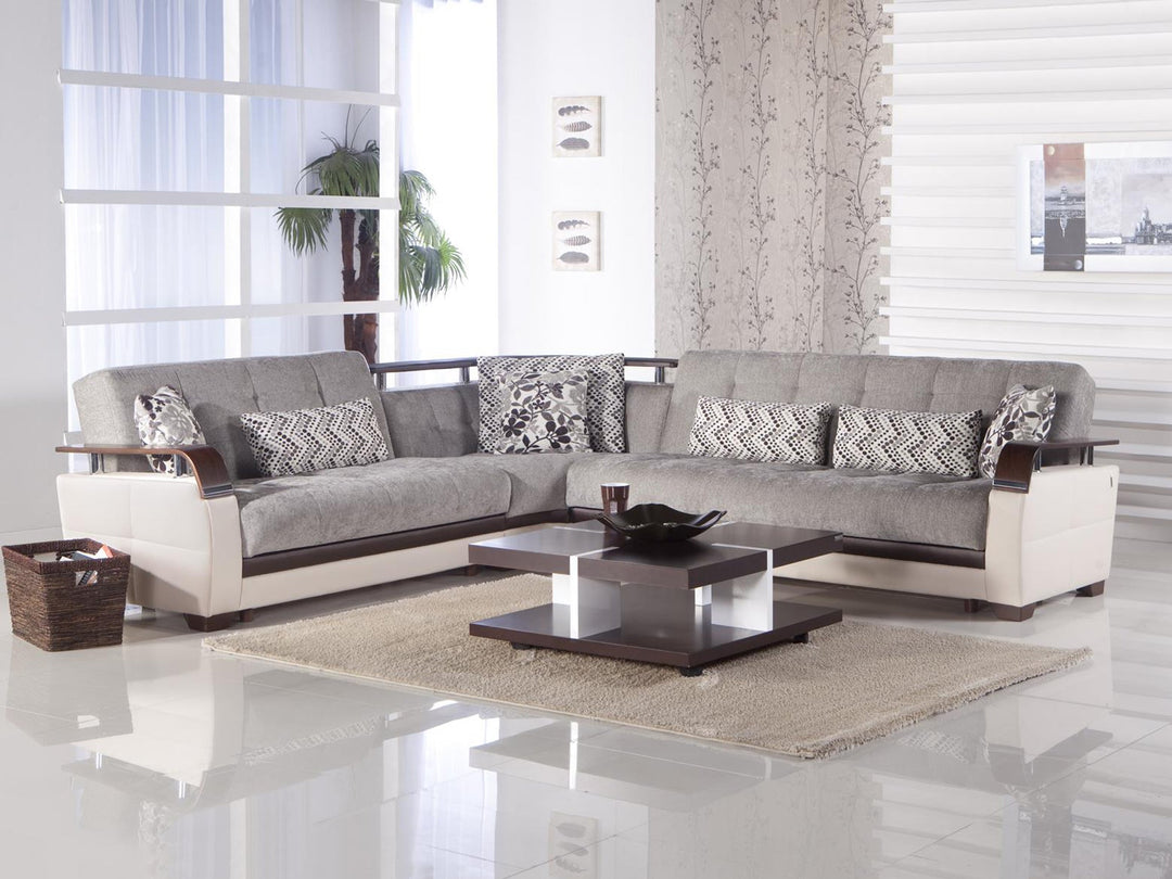 Natural 116.1" Wide Convertible Sectional