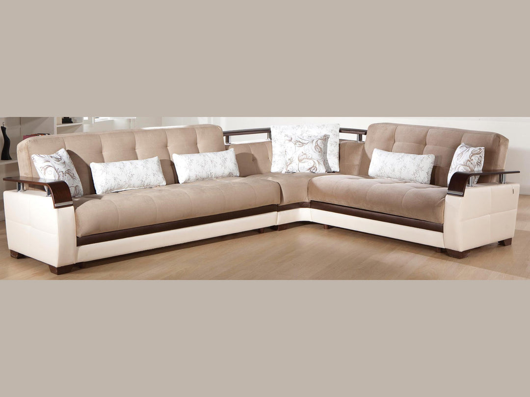 Natural 116.1" Wide Convertible Sectional