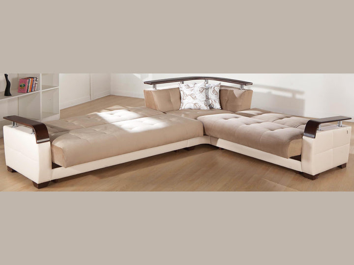 Natural 116.1" Wide Convertible Sectional