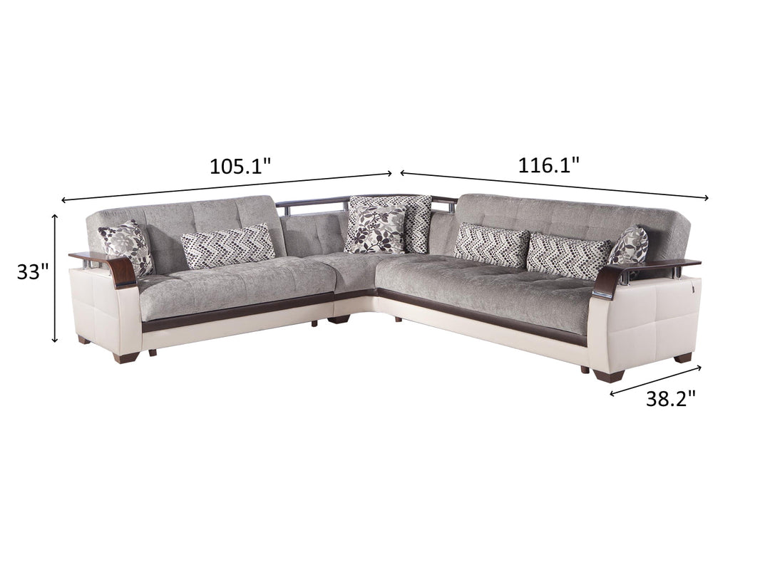 Natural 116.1" Wide Convertible Sectional