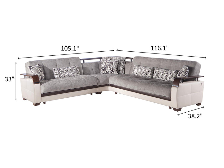 Natural 116.1" Wide Convertible Sectional