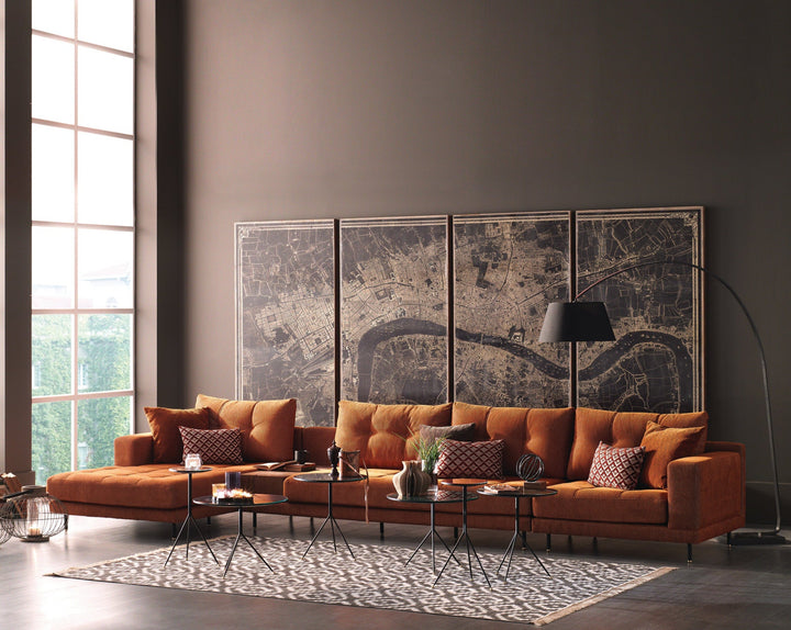 Orange 3-Piece Left Hand Facing (LAF) Arte Sectional