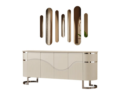 Prag 81" Wide 4 Door Buffet with Mirror