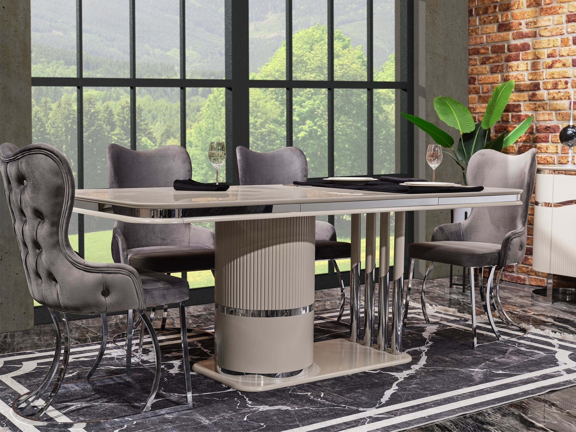Prag 79" Wide 6 Person Dining Table