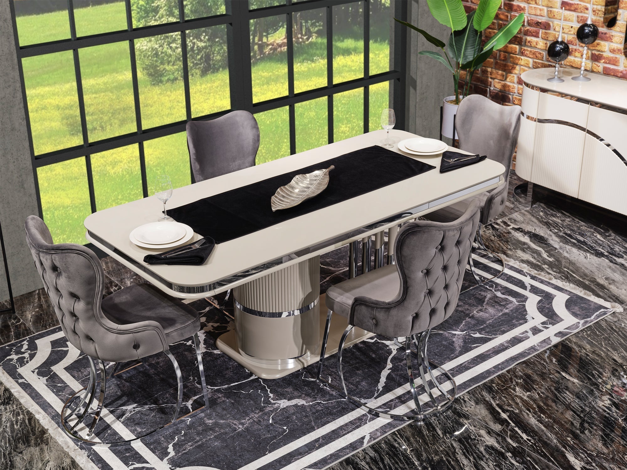 Prag 79" Wide 6 Person Dining Table
