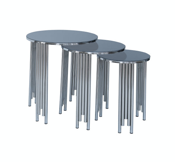 Renga Nesting Table Silver Legs - Black Top