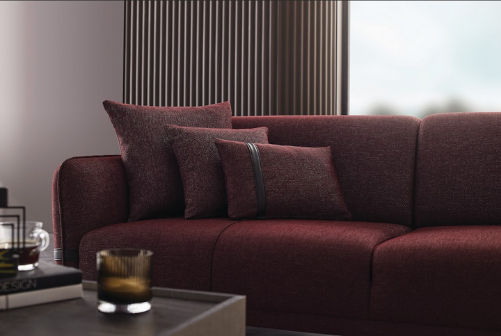 Linz 3-Seater Sofa Bed, Linen (Burgundy)