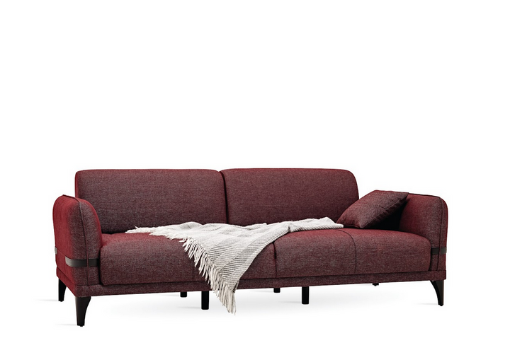 Linz 3-Seater Sofa Bed, Linen (Burgundy)