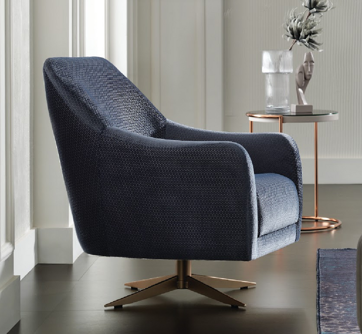 Vienna Swivel Armchair, Linen (Petrol)