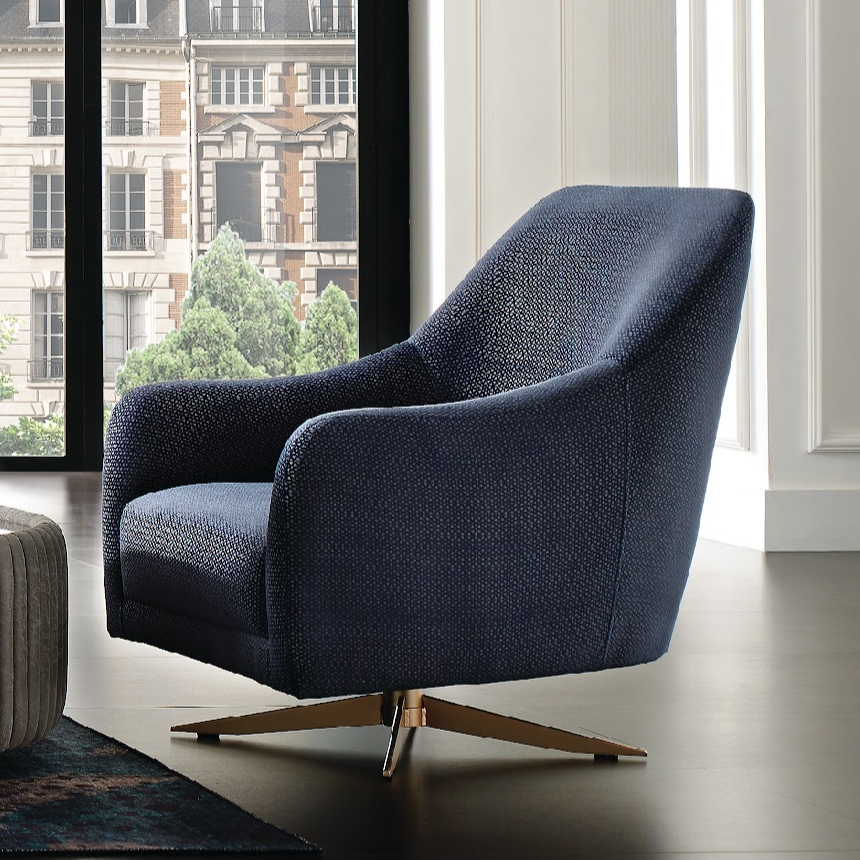 Vienna Swivel Armchair, Linen (Petrol)