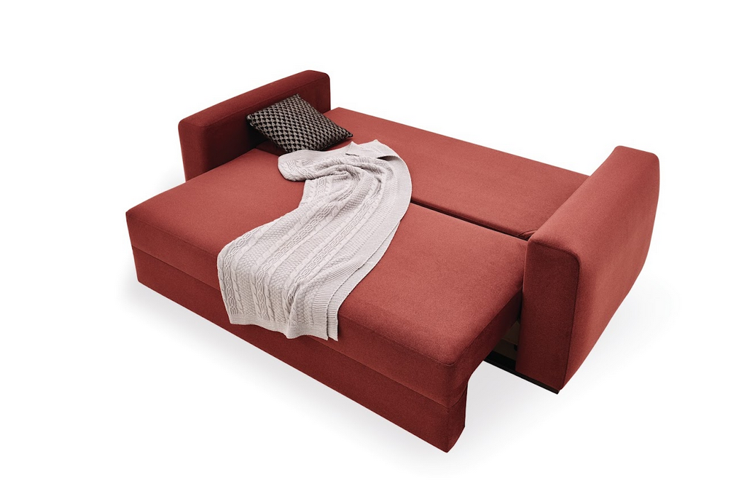 Carino 2-Seater Sofa Bed with Storage, Velvet (Burgundy)