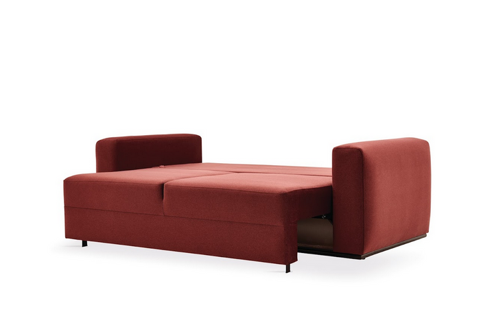 Carino 2-Seater Sofa Bed with Storage, Velvet (Burgundy)