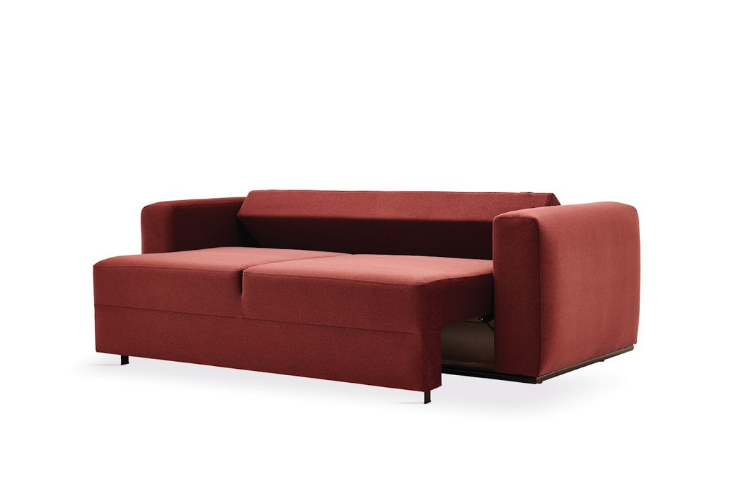 Carino 2-Seater Sofa Bed with Storage, Velvet (Burgundy)