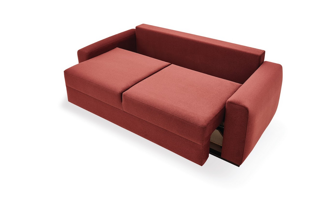 Carino 2-Seater Sofa Bed with Storage, Velvet (Burgundy)