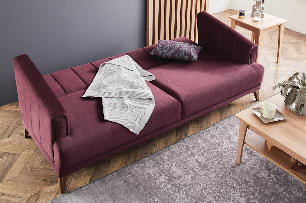 Dark Brown Velvet Sona 3-Seater Sofa Bed