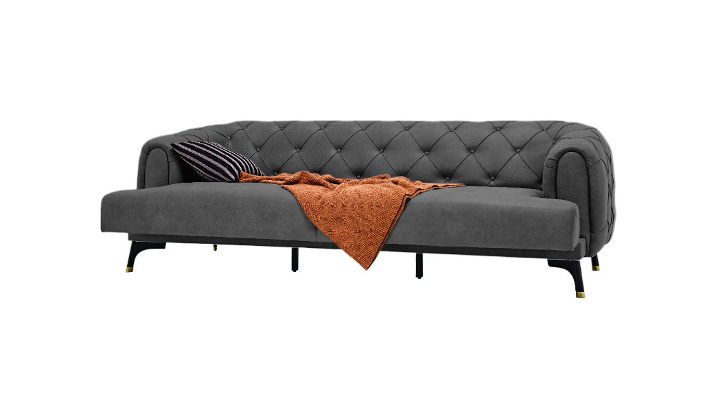 Anthracite Faux Leather Navona 3-Seater Sofa Bed