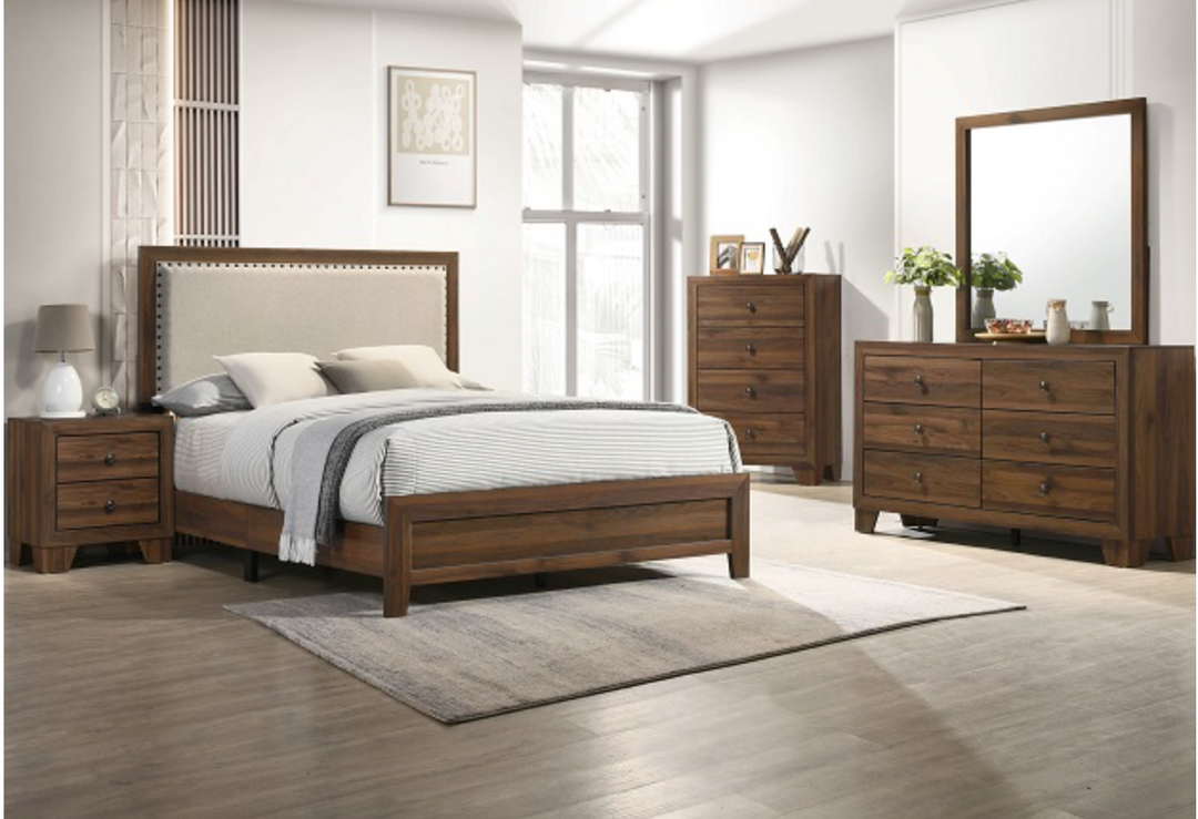 B9255 MILLIE UPHOLSTERED BED BROWN