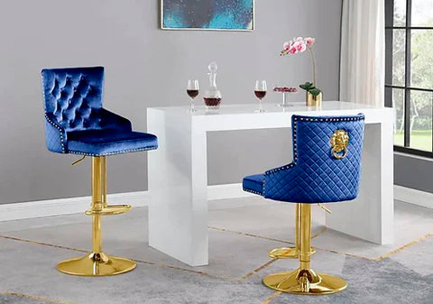 Bar Stool Navy Blue/Gold