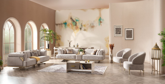 Urla Stationary Living Room Set (Cream)