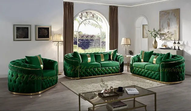 3 PCS WASHINGTON GREEN SOFA LOVESEAT AND CHAIR