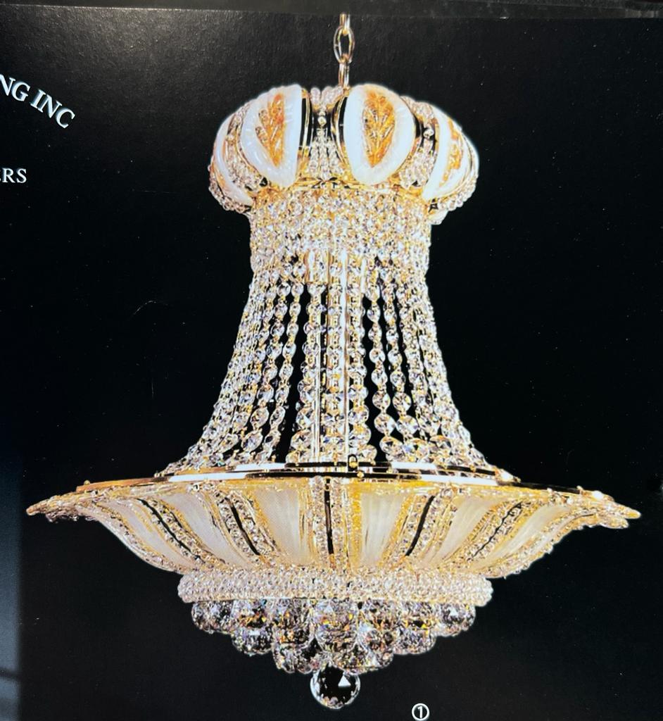 1099H 24X28 GOLD FINISH WITH MURANO GLASS CHANDELIER