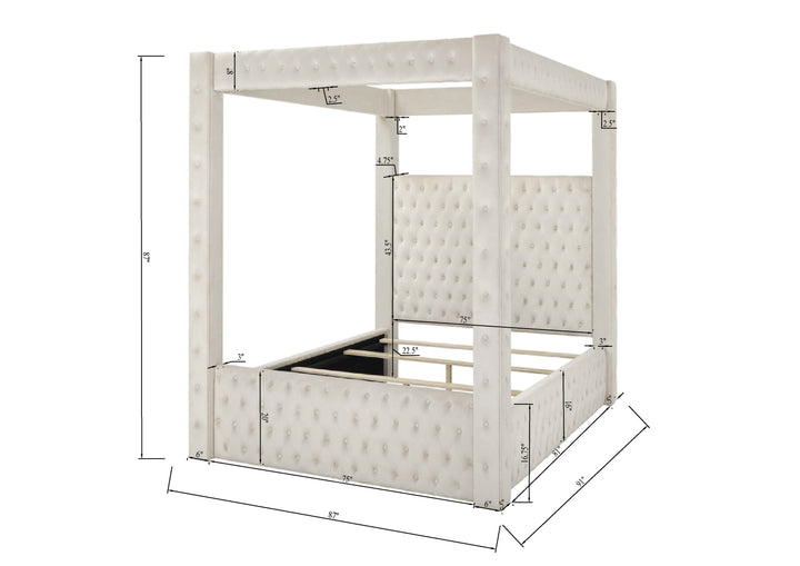 Annabelle - King Canopy Bed - Ivory