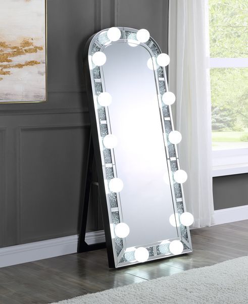 Noralie - Accent Floor Mirror - Mirrored & Faux Diamonds