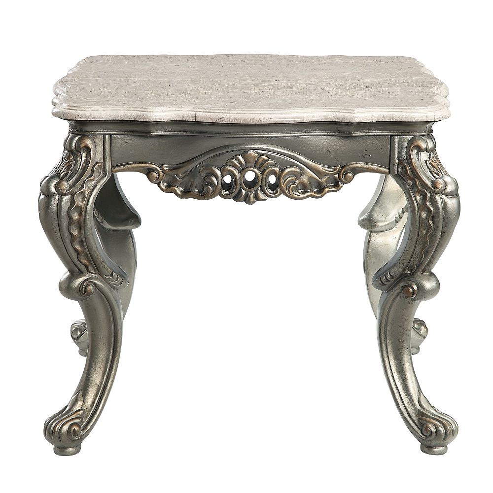 Miliani - End Table With Marble Top - Natural Antique Bronze