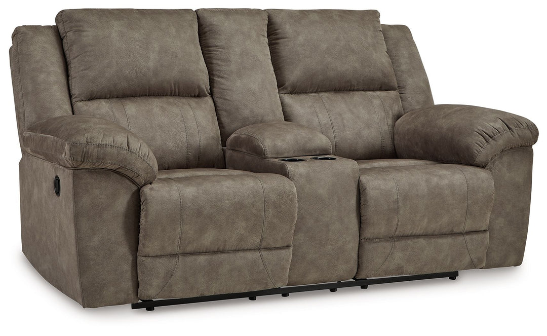 Laresview - Fossil - Dbl Reclining Loveseat with Console