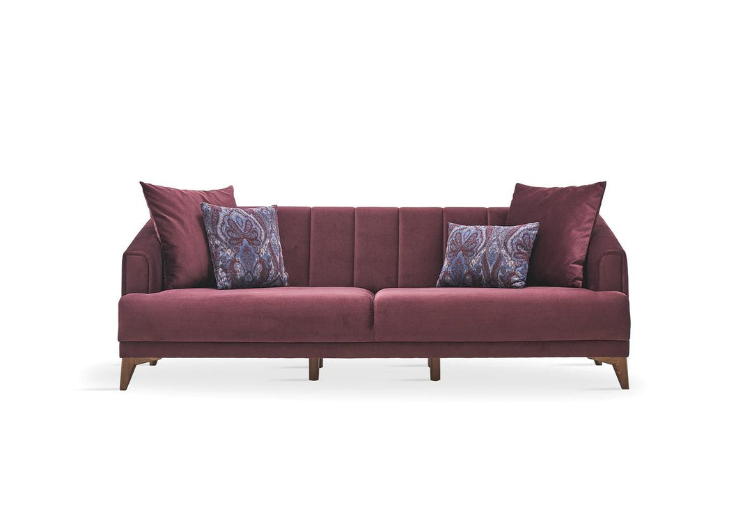 Purple Velvet Sona 3-Seater Sofa Bed