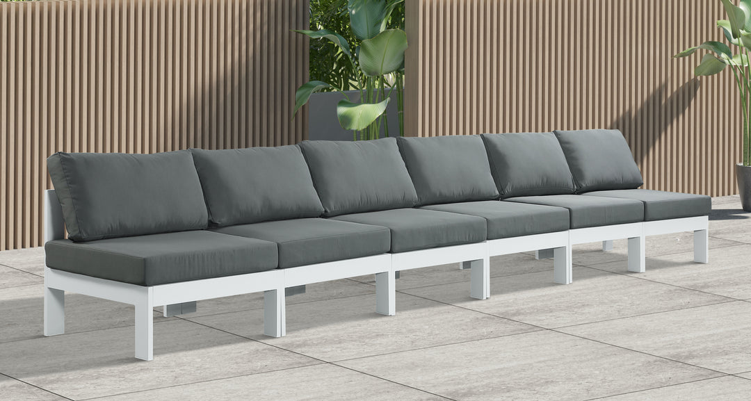 Nizuc - Outdoor Patio Modular Sofa Armless 6 Seats - Grey