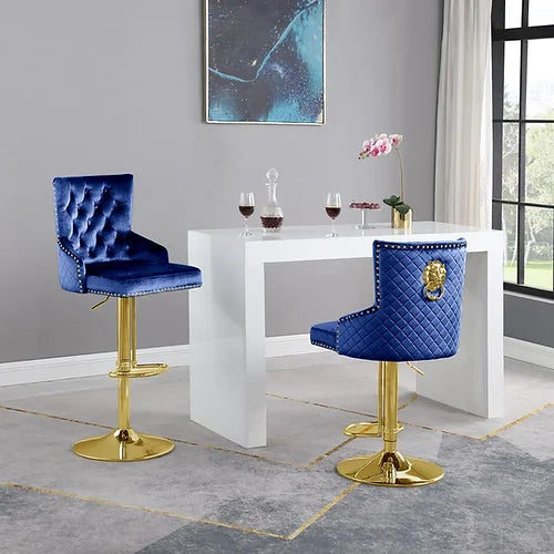 Bar Stool Navy Blue/Gold