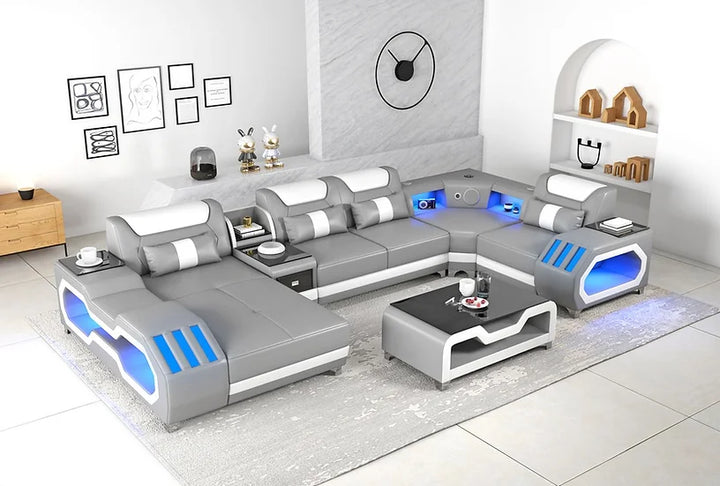 E-18 Light Grey & White Sectional Set