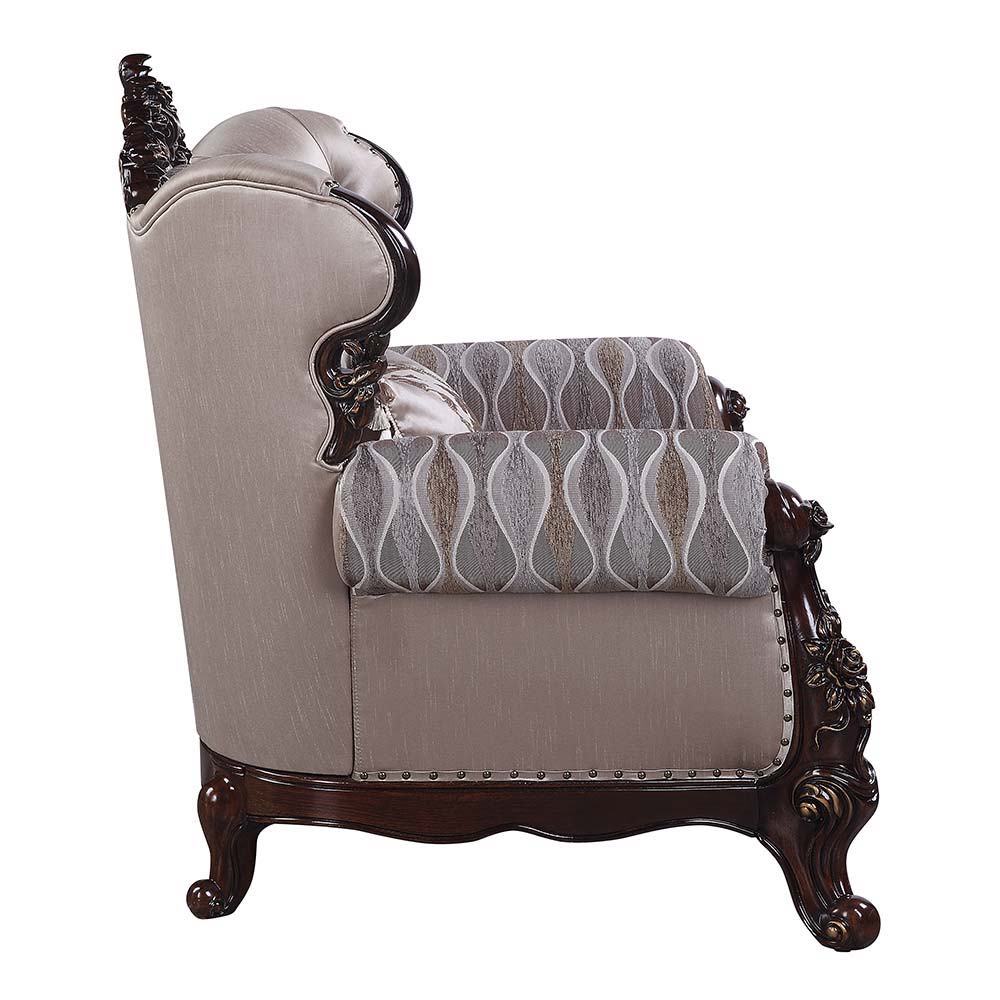 Benbek - Loveseat - Fabric & Antique Oak Finish