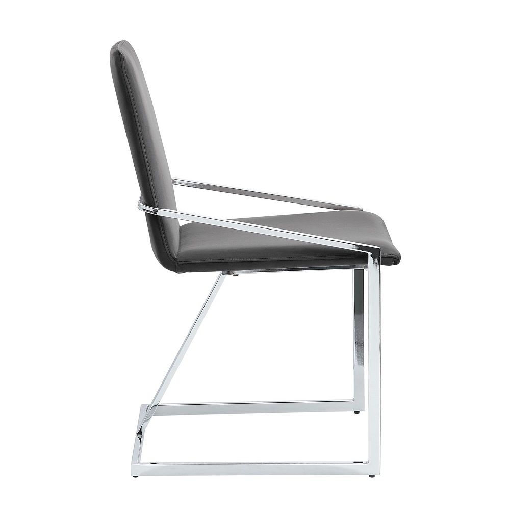 Zlatan - Side Chair (Set of 2) - Gray Velvet & Chrome