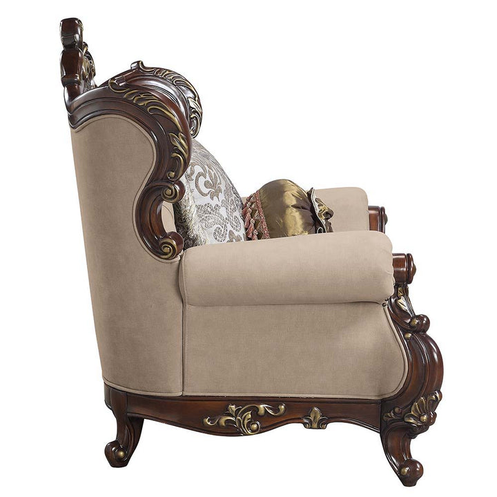 Ragnar - Loveseat - Light Brown Linen & Cherry Finish