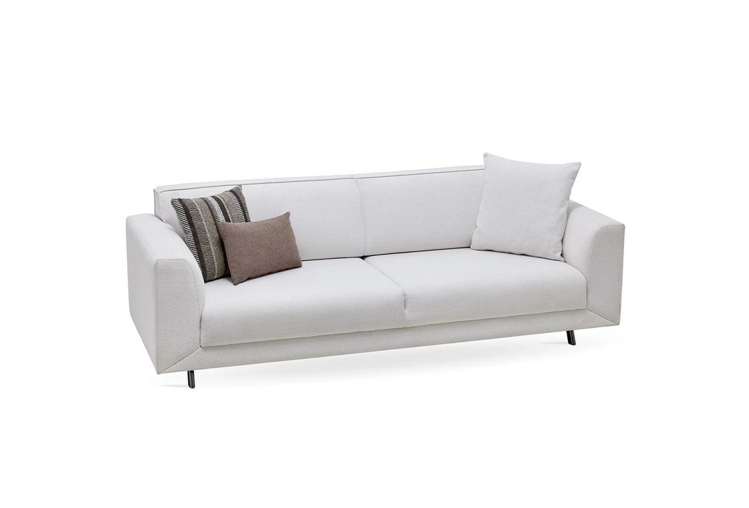 White Boucle Basel 3-Seater Sofa Bed