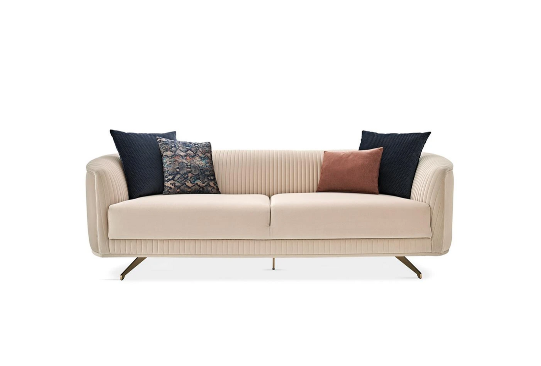 Vienna 3-Seater Sofa, Velvet (Ecru)