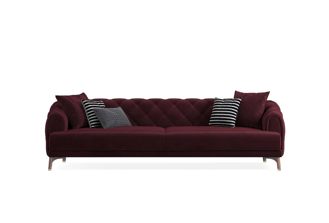 Burgundy Velvet Navona 4-Seater Sofa