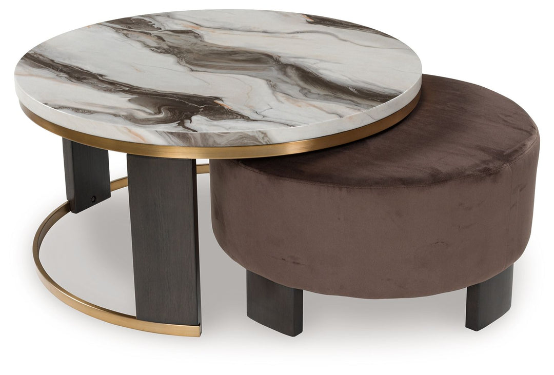 Jazmore - Brown / Brass Finish - Nesting Cocktail Tables (Set of 2)