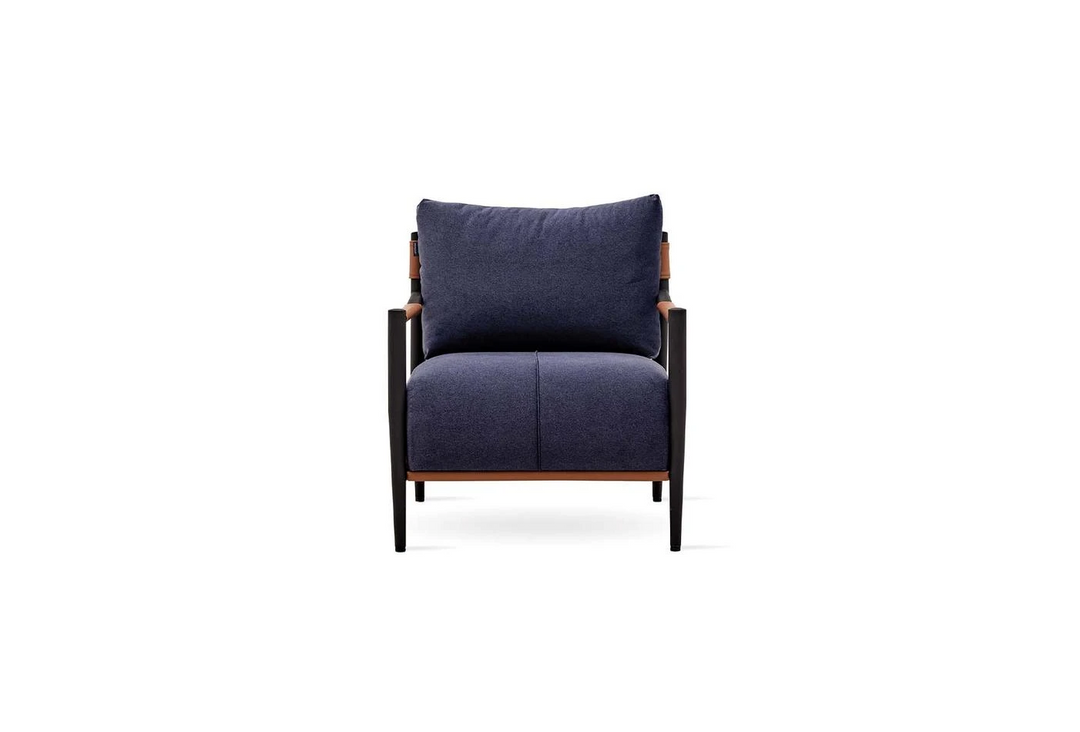 Linz Metal Armchair, Velvet (Blue)