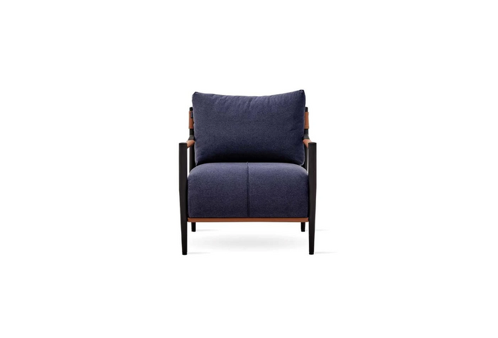 Linz Metal Armchair, Velvet (Blue)