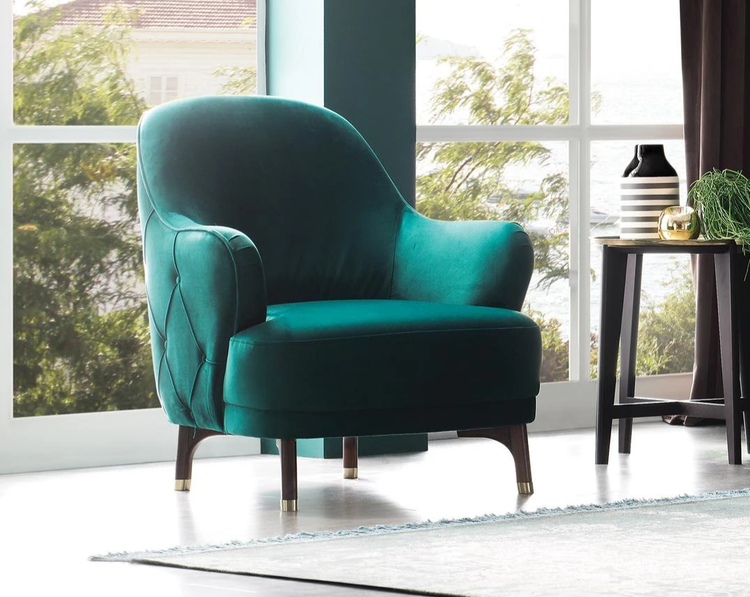 Petrol Velvet Navona Armchair