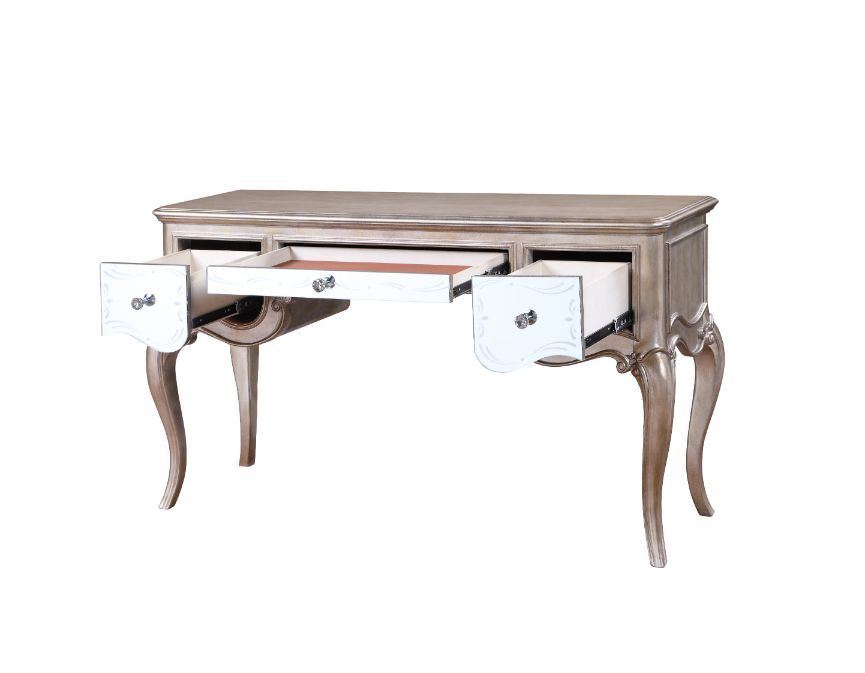 Esteban - Vanity Desk - Mirrored & Antique Champagne Finish