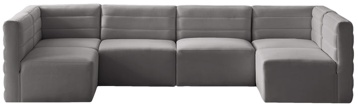 Quincy - Modular Sectional 6 Piece - Grey - Fabric